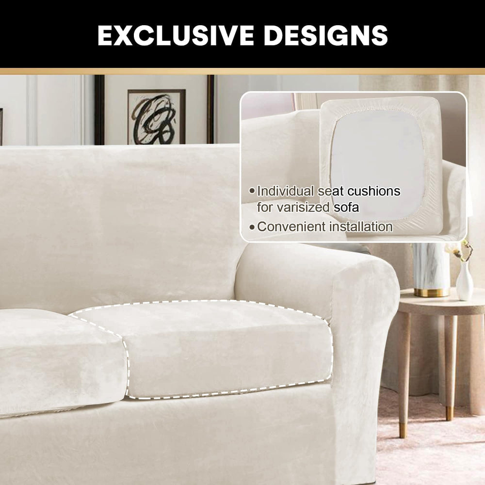 Velvet Couch Cover Loveseat Covers for 2 Cushion Couch 3 Piece Sofa Covers fo...