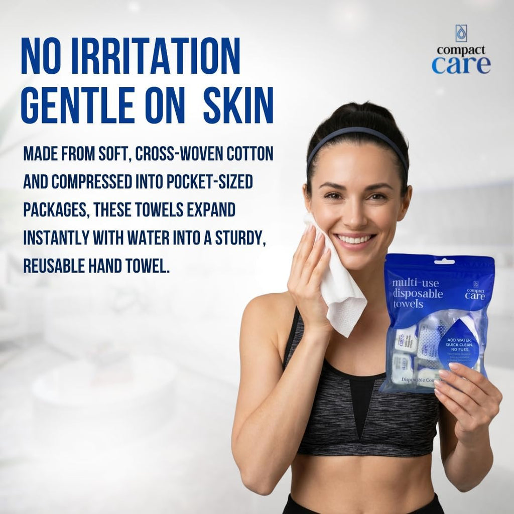 Compressed Towels 40 PCS - 100% Cotton Disposable Towels for Travel, Camping, Gym & Personal Hygiene - Chemical-Free Disposable Towel Tablets - Expands with Water - Portable Bulk Face Towels