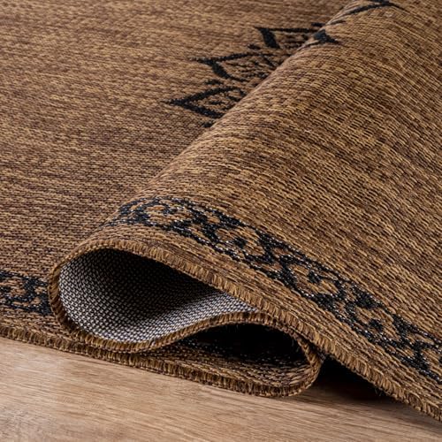 CAMILSON Outdoor Rug 5x7 Medallion Gold Modern Area Rugs for Indoor and Outdo...
