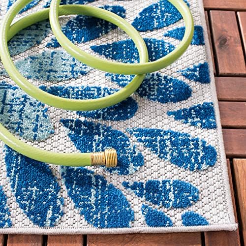 SAFAVIEH Washable Rug Outdoor Cabana Collection - 11' Square, Grey & Blue, Non-Shedding & Easy to Clean, Ideal for Patio, Backyard, Mudroom (CBN832F)