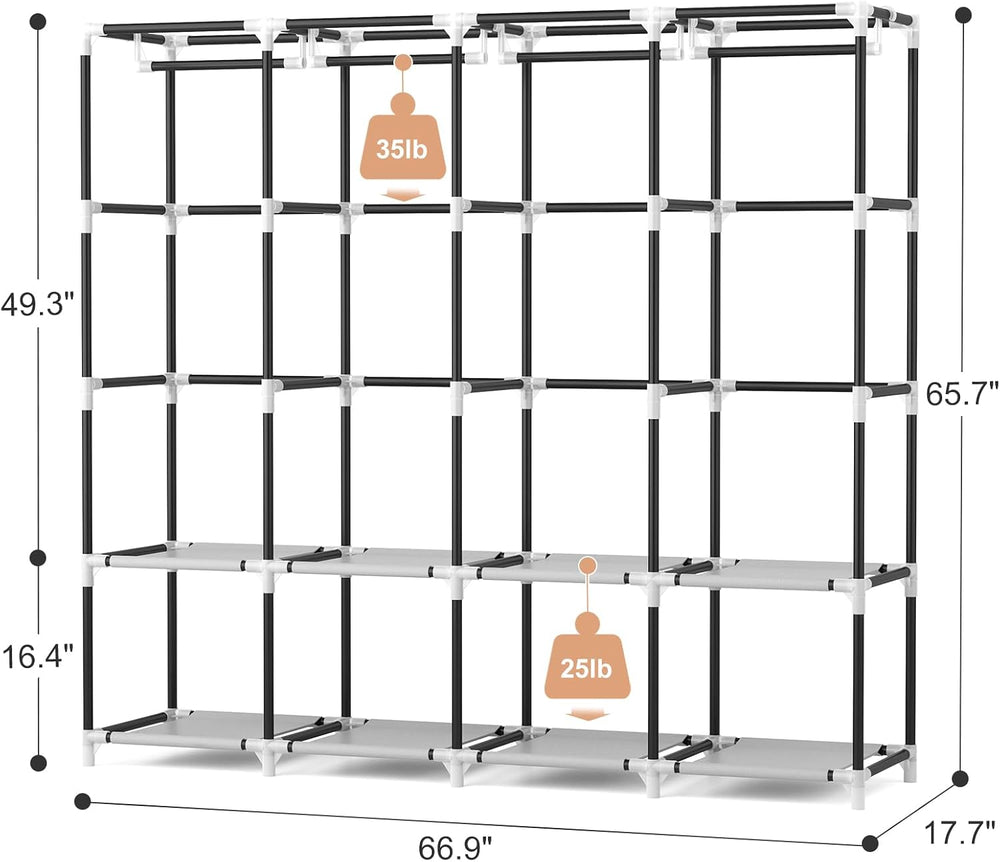 VTRIN Portable Closet for Hanging Clothes 67 Inch Wide Large Capacity Portabl...
