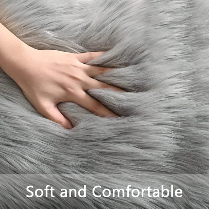 ORINOVA Silver Grey Washable Furry Area Rugs - Image 7
