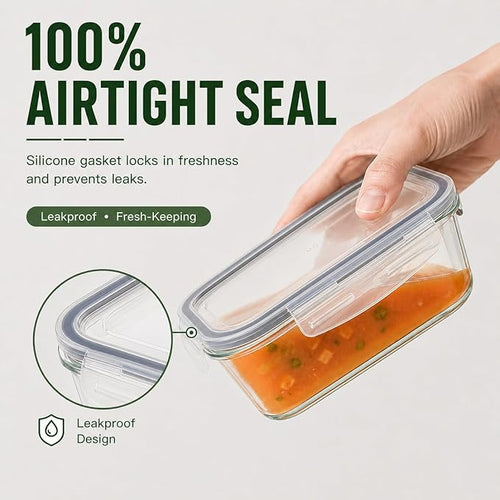 5 Pack 36oz Borosilicate Glass Food Storage Containers Set - Image 2