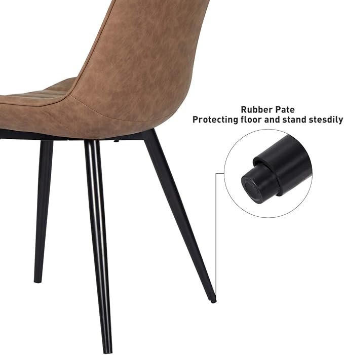 Faux Leather Dining Chairs Set of 2 Mid Century Modern Leisure Upholstered Ch...