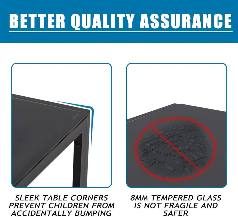 FDW | 5-Piece Dining Table Set | Black | Glass Kitchen Table with 4 Upholster...