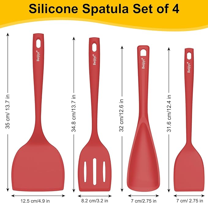 Beijiyi Silicone Spatula Set of 4, 600°F Heat Resistant, BPA Free Kitchen - Image 2