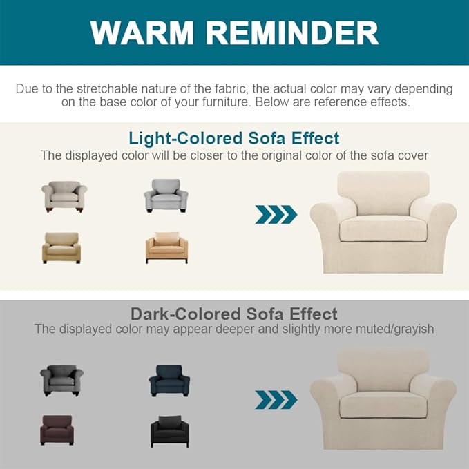 Turquoize 2 Piece Chair Covers for Living Room Armchair Couch Cover - Image 6