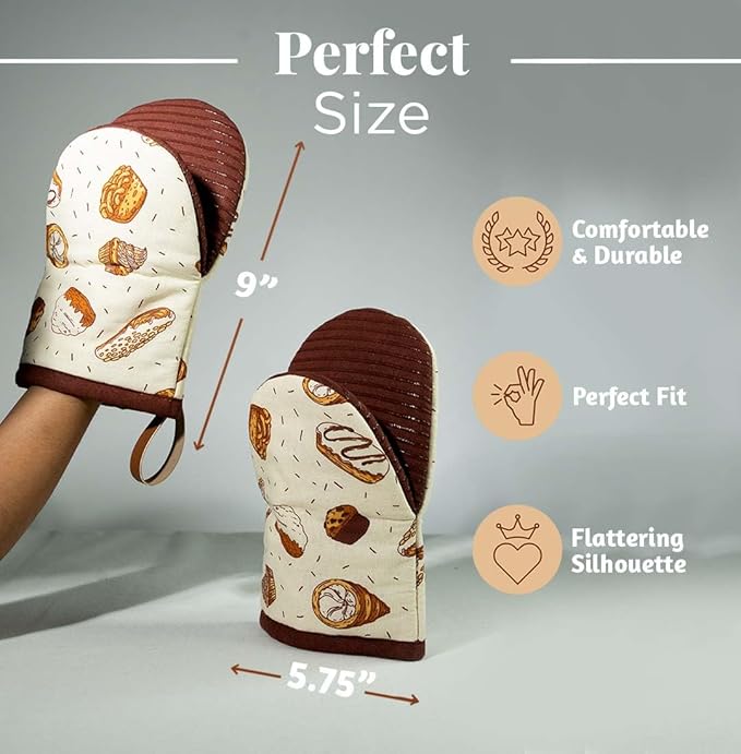 Folkulture Mini Oven Mitts Heat Resistant | Set of 2 Short Oven Mitts - Image 4