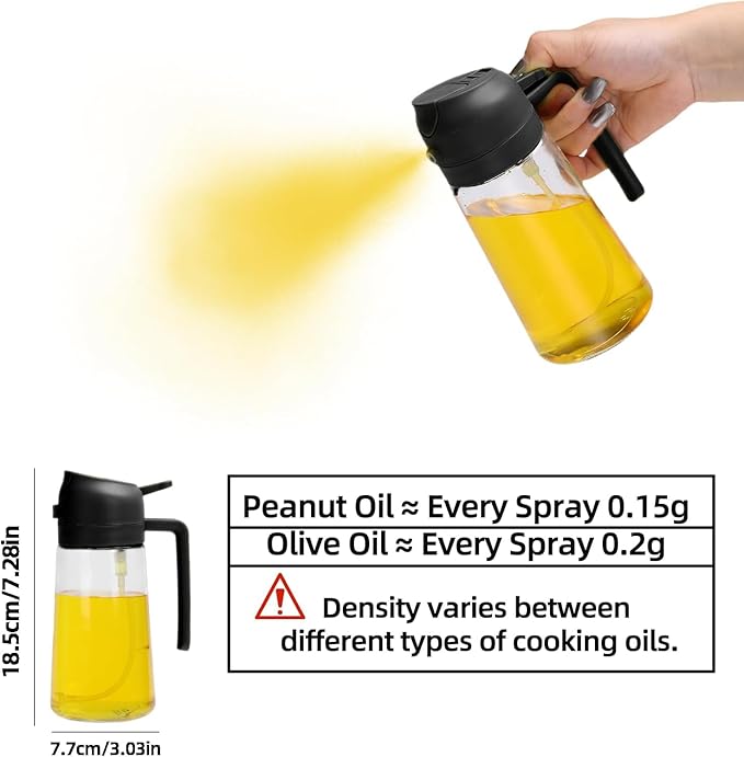 Aovdy Oil Sprayer for Cooking 16oz, 2 in 1 Olive Oil Dispenser and Oil Sprayer - Image 7