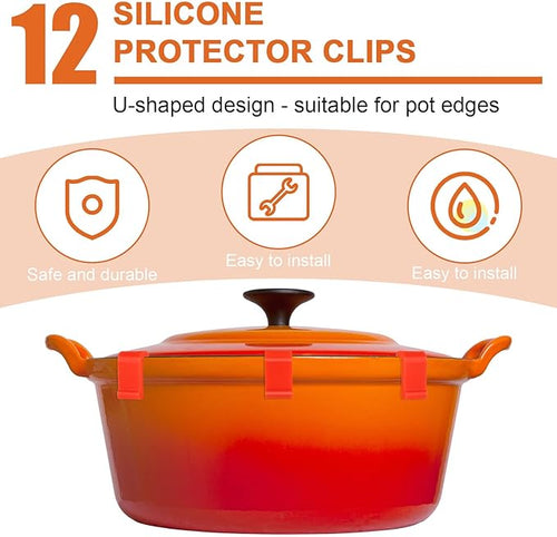 12pcs Dutch Oven Lid Protector Clips, Silicone Cookware Pan Protector Clips Pot - Image 2
