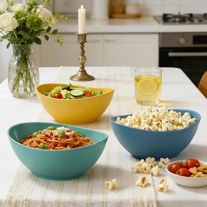 65 OZ Wheat Straw Bowls Set of 4, Large Unbreakable Salad Bowls, Microwave & - Image 6