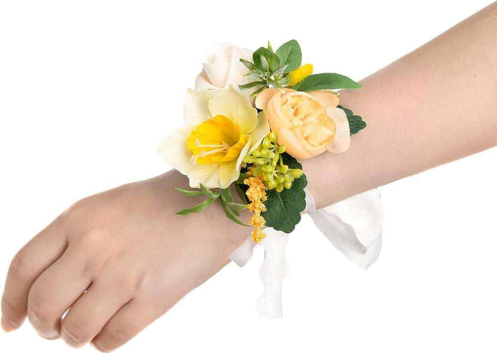 Ling's moment 6pcs Wedding Wrist Corsage Artificial Flowers, Girl/Mother ...