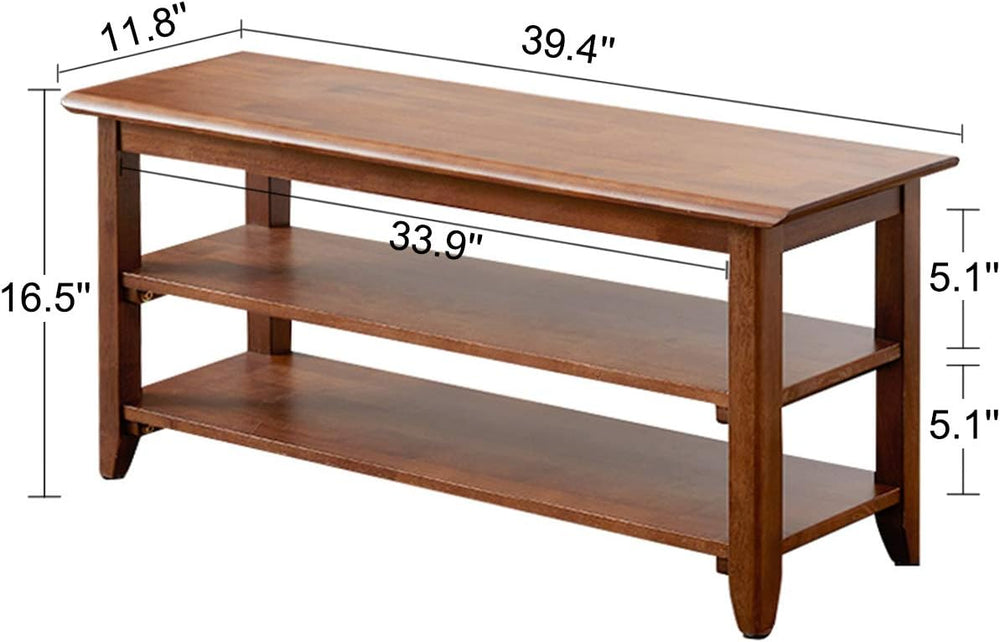 XKZG Shoe Rack Bench Wooden Shoe Storage Bench Entryway Bench, Brown, 39.4"