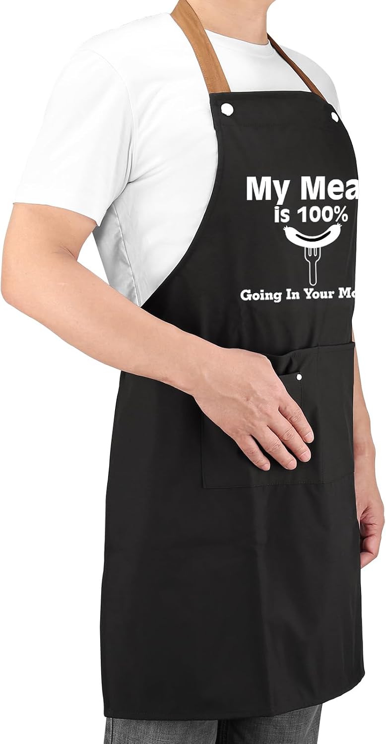 Gifts for Boyfriend, Husband Gag Gifts from Wife, Fathers Day, Birthday Gifts for Men, Naughty Gifts for Him, Anniversary Mens Funny Gifts Gag Gifts - Kitchen Chef Apron w Pockets