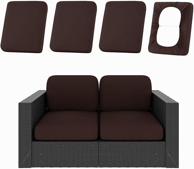 hyha 4Pcs Patio Cushion Covers, Stretch Outdoor Couch Cushion Covers Replacement by hyha