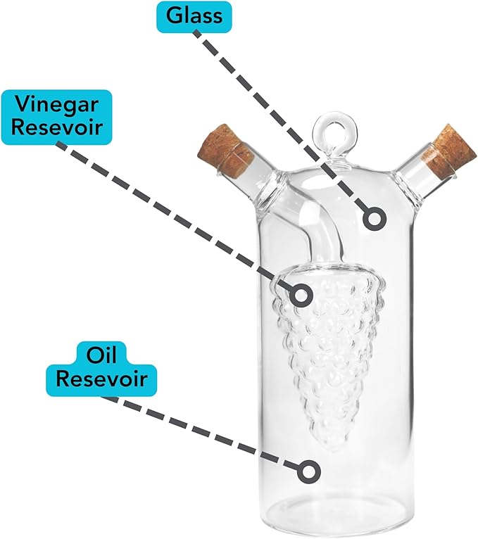 Iconikal 2-in-1 Glass Oil & Vinegar Salad Dressing Cruet Bottle Pourer - Image 4
