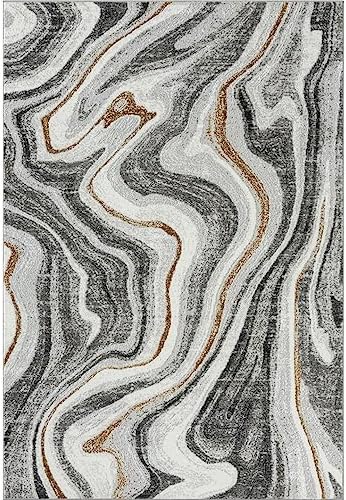 LUXE WEAVERS Marble Patterned Abstract Swirl Gray 5x7 Area Rug