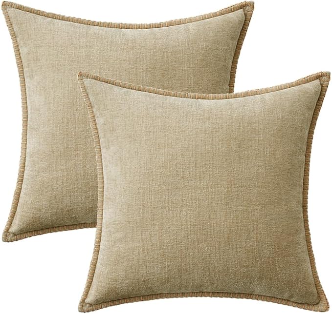MIULEE Pack of 2 Couch Throw Pillow Covers 18x18 Inch Beige Farmhouse - Image 6
