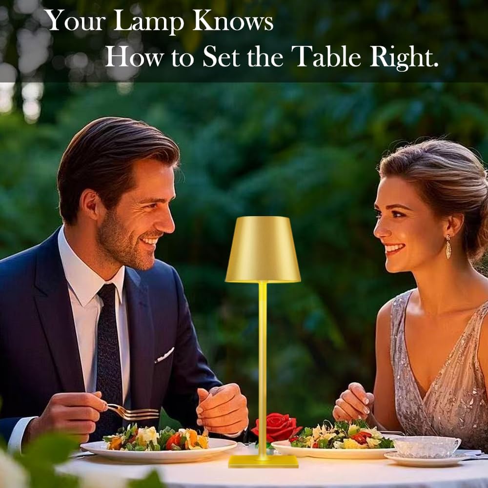 4 Pack Gold Led Cordless Table Lamps-Rechargeable Lamp Set of 4,Tabletop Ligh...