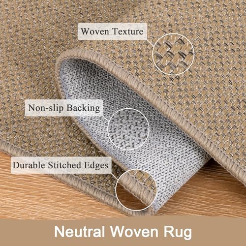 SHACOS Faux Jute 5x7 ft Woven Texture Washable Rug