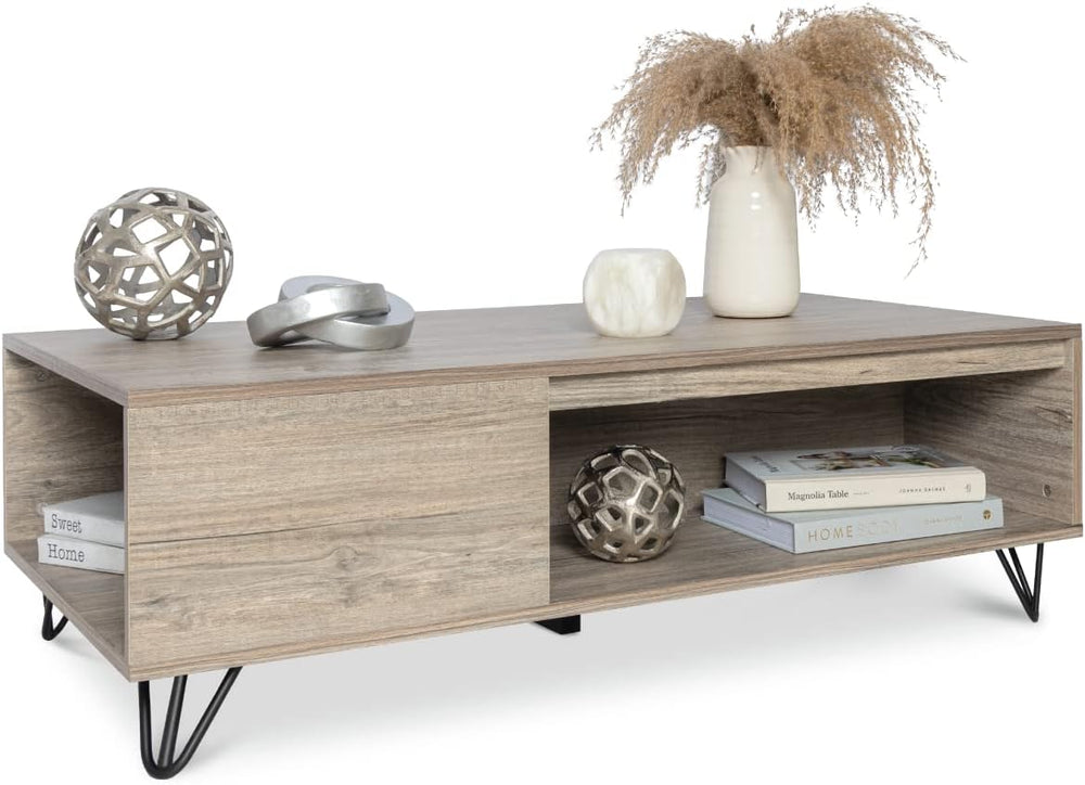 Milliard Modern Farmhouse Coffee Table with Storage Grey