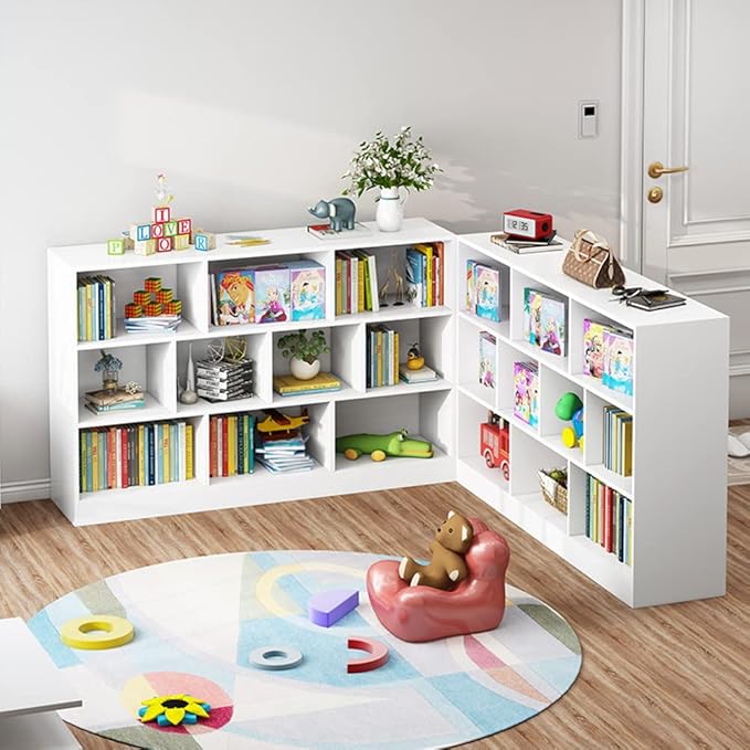 IOTXY Open Shelf Low Bookcase - Wooden 3-Tier Floor Standing Display Cabinet ...