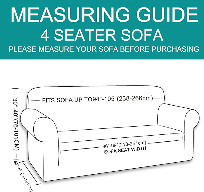 U-NICE HOME 4 Seater Stretch Couch Cover Sofa Cover Washable Sofa Slipcover - Image 6