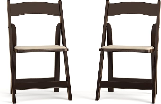 Flash Furniture 2 Pack HERCULES Series Fruitwood Wood Folding Chair with Viny...