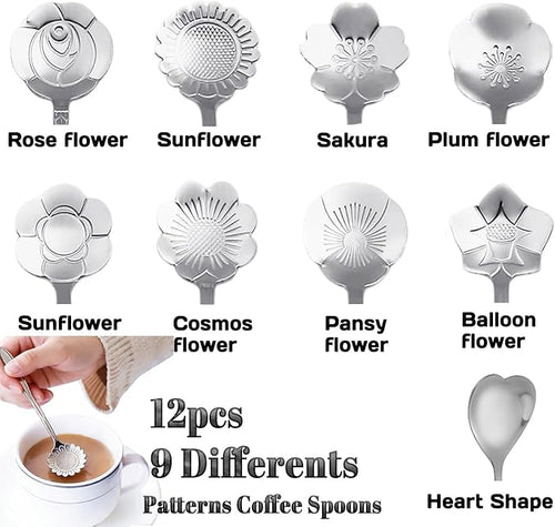 12 Pcs Flower Coffee Tea Spoons Set - Image 2