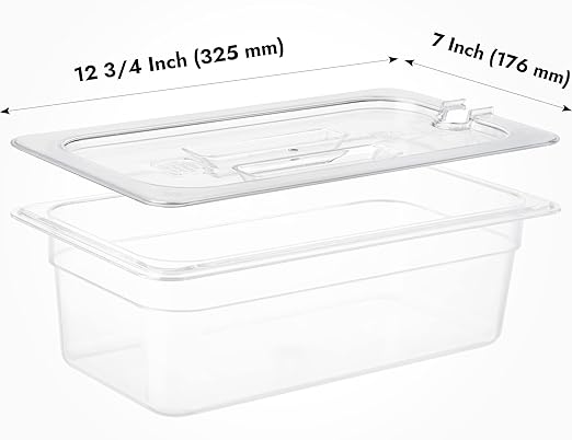 CURTA 6 Pack NSF Notched Food Pan Cover, 1/3 Size Clear Polycarbonate Lid - Image 2