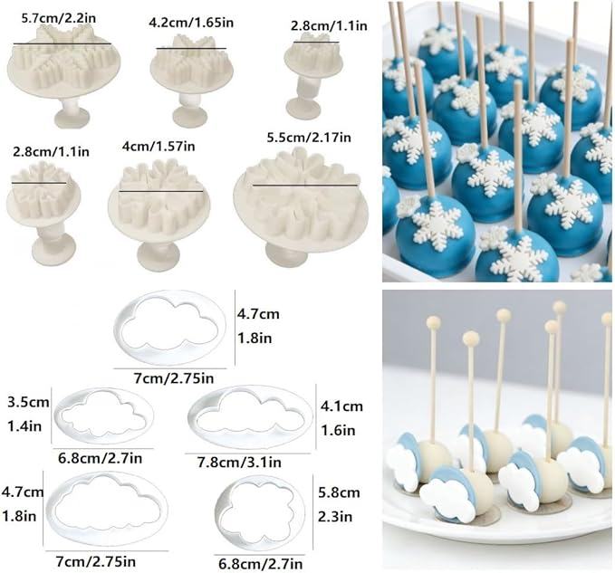 Flower Cookie Cutters, Cake Tools 44 Pcs Snowflake Cookie Cutter Cloud Fondant - Image 3