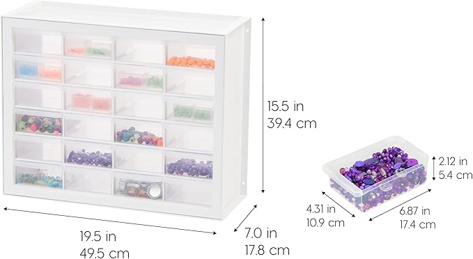 IRIS USA Plastic Storage Drawers, Made in USA, 24-Drawer Small Parts Organizer - Image 3