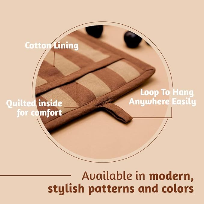 Folkulture Pot Holders for Kitchen | Pack of 2 Ribbed Soft Silicone Hot Pads - Image 3