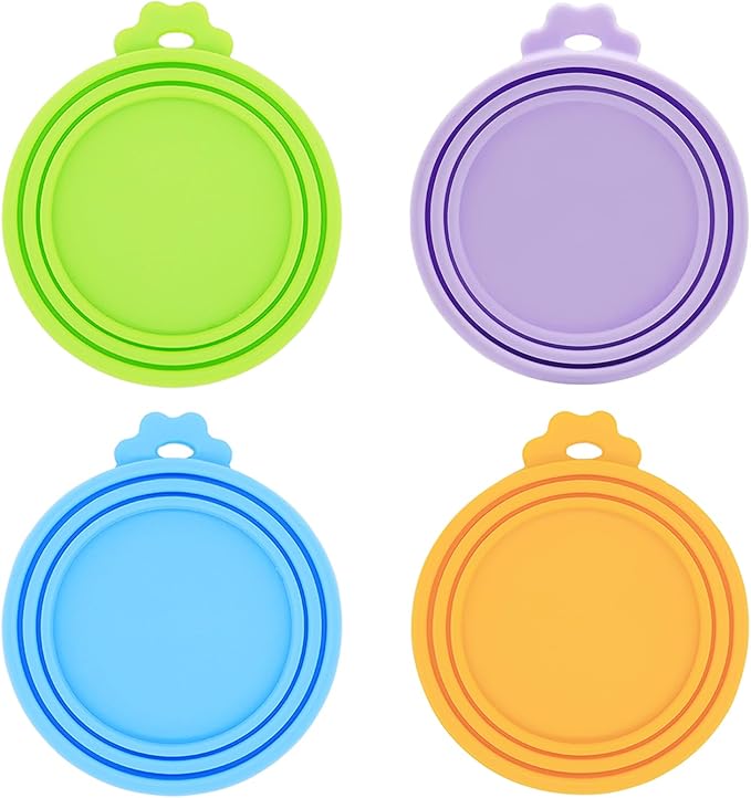 Food Can Covers/4 Pack/Universal BPA Free Silicone Dog Cat Food Tin Lids by IVIA+PET