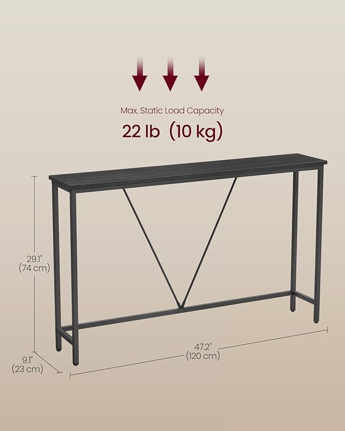 VASAGLE Console Sofa Table, Narrow Entryway Table, for Living Room, Bedroom, ...