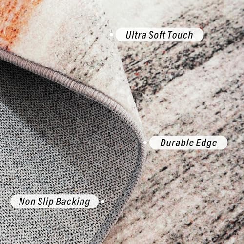 Carvapet 6x9 Area Rugs for Living Room Bedroom, Brown Modern Abstract Low Pil...