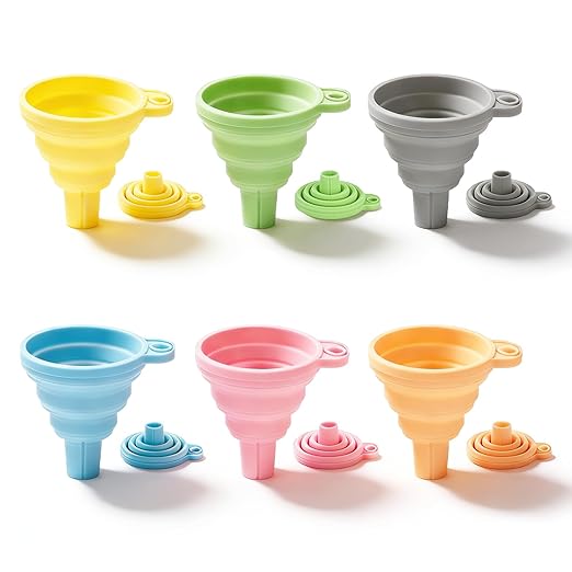 Douji 6PCS Silicone Collapsible Kitchen Funnel Set, Food Grade Silicone Funnels by YWDOUJI