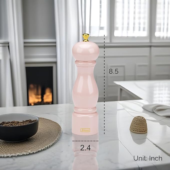 Rose Pink Salt Pepper Grinder Mill, 8 Inch Classic Wood Manual Salt Pepper - Image 6