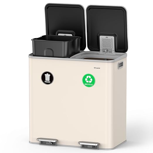 Lovewind 2×11.5 Gallon Dual Trash Can, Stainless Steel Dual Garbage and by LOVEWIND