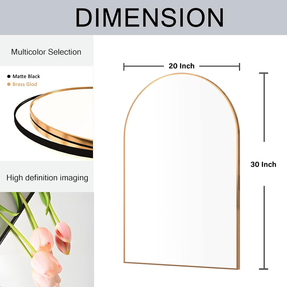 Wall Mounted Mirror, Arched Wall Mirror for Bathroom, 20"x30" Arch ...