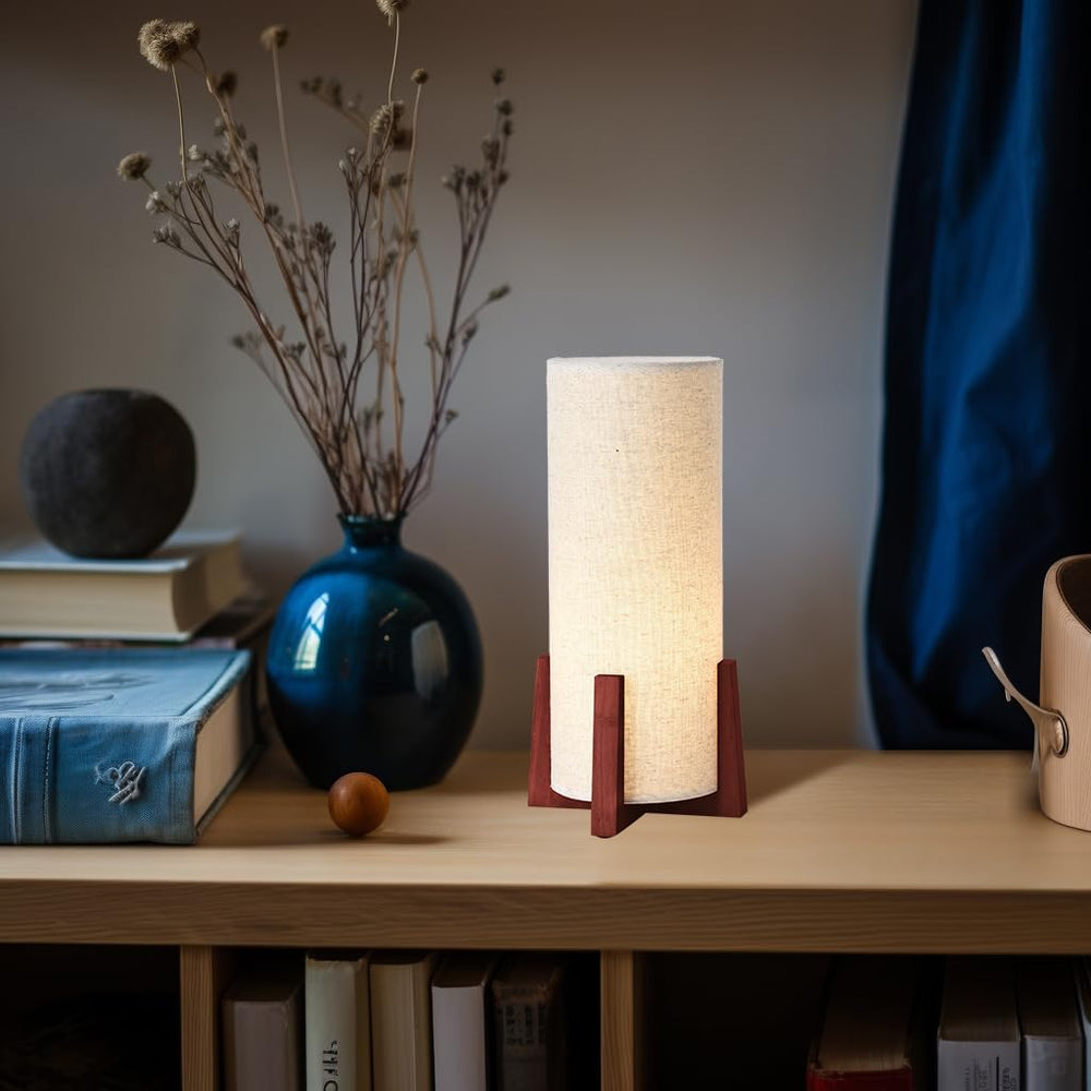 Modern Small Table Lamps, Nightstand Lamp with Linen Fabric Shade, 13.9"...