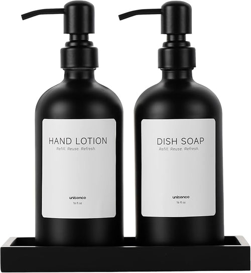2 Packs Glass Soap Dispenser Set by unisence