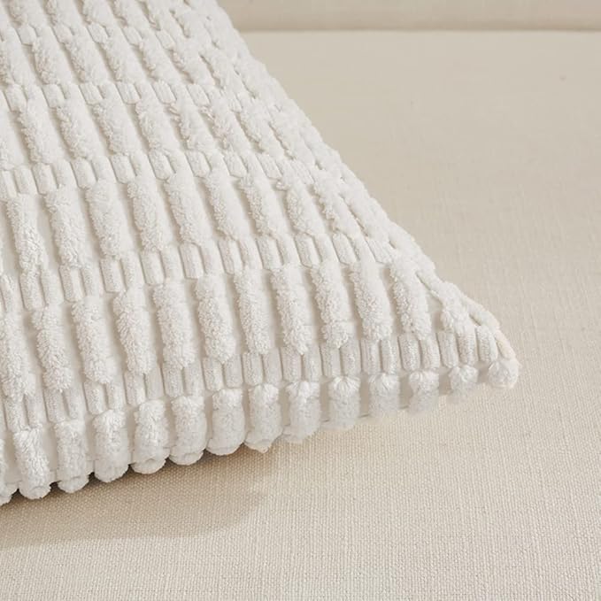 Fancy Homi 4 Packs Pure White Decorative Throw Pillow Covers 18x18 Inch - Image 4