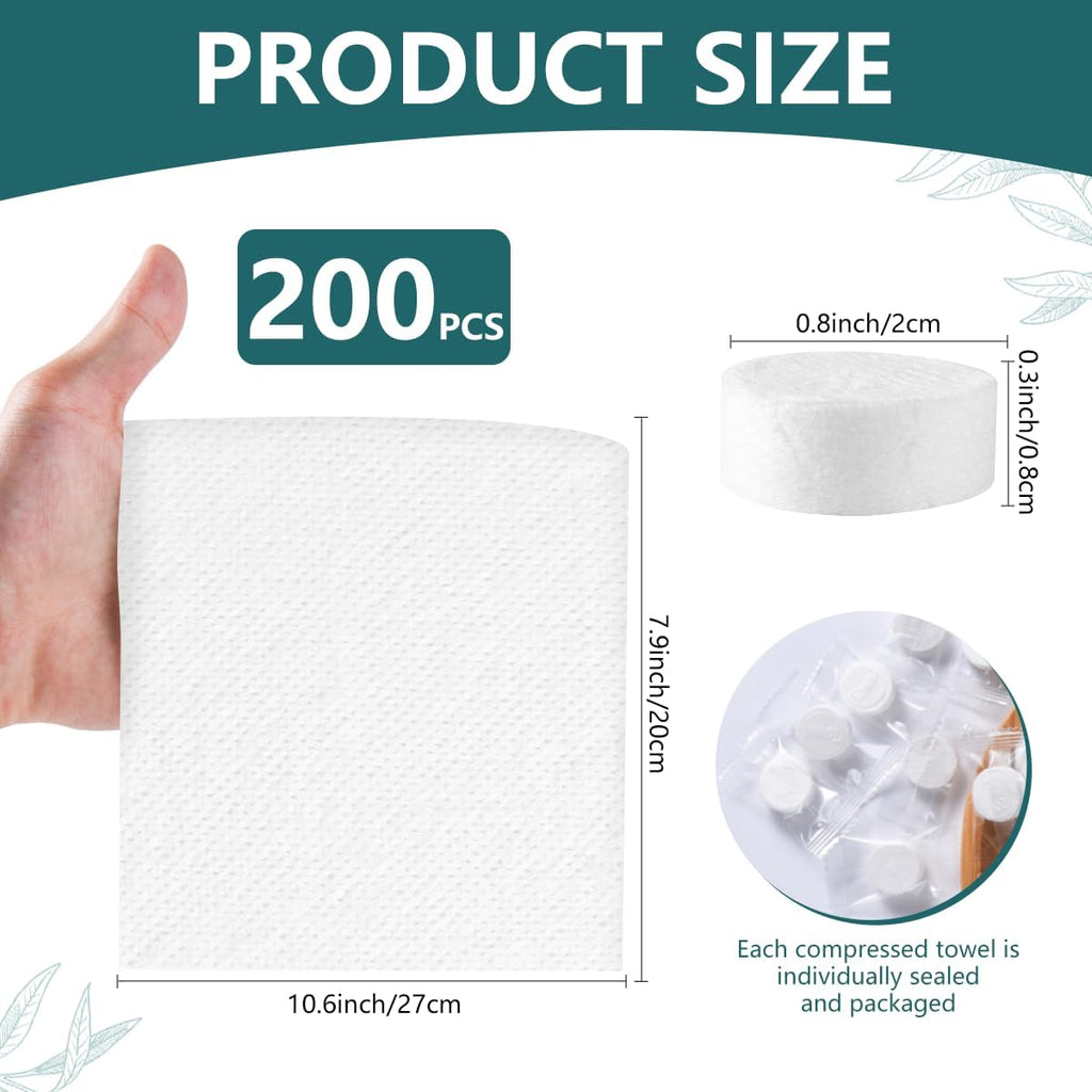 KISEER 200 Pieces Compressed Towels Portable Disposable Mini Compressed Coin Tissue Toilet Paper Tablets for Travel, Camping, Hiking, Sport, Beauty Salon, Hand Wipes