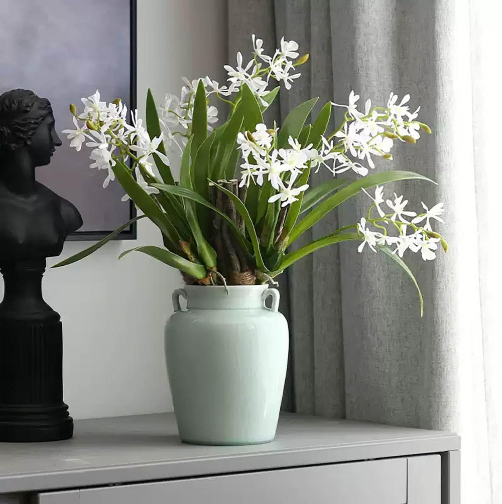 3pcs Artificial Cymbidium Plant & Flower Stems for Greenery Decor
