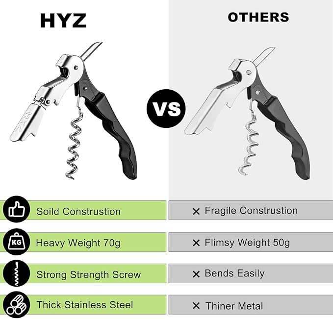 HYZ Wine Opener Bulk 20-Pack for Bartender, Professional Waiter Corkscrew Wine