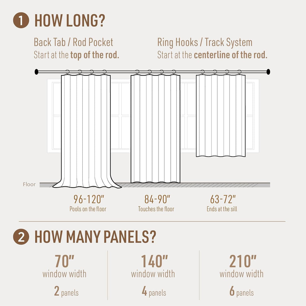 Faux Linen Blackout Curtains for Bedroom 108 Inches Long, 2 Panels
