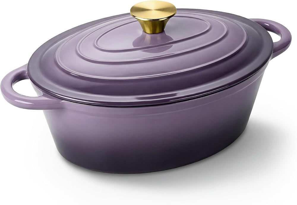 Oval Dutch Oven for Bread Baking, 4.5 Quart Non Stick Enameled Cast Iron Dutch