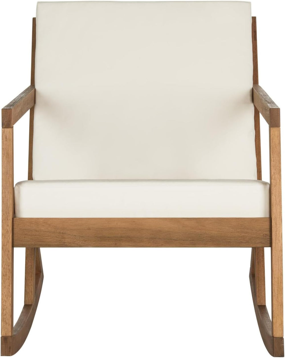 SAFAVIEH Outdoor Vernon Wood Rocking Chair, 24.6" Natural/Beige PAT7013A