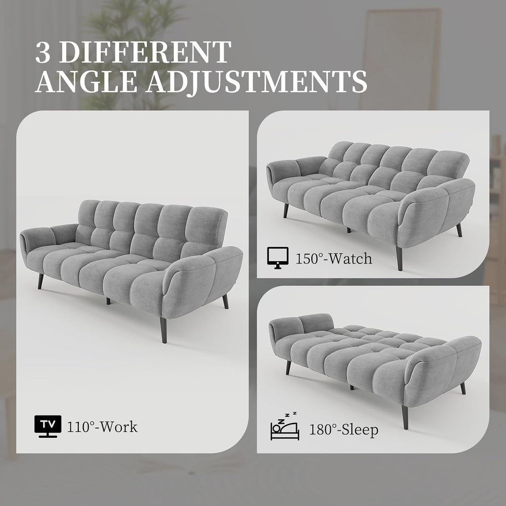 HIPIHOM Convertible Futon Sofa Bed, 76.77" Modern Linen Futon Couch, Com...
